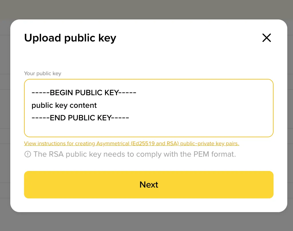 Enter public key